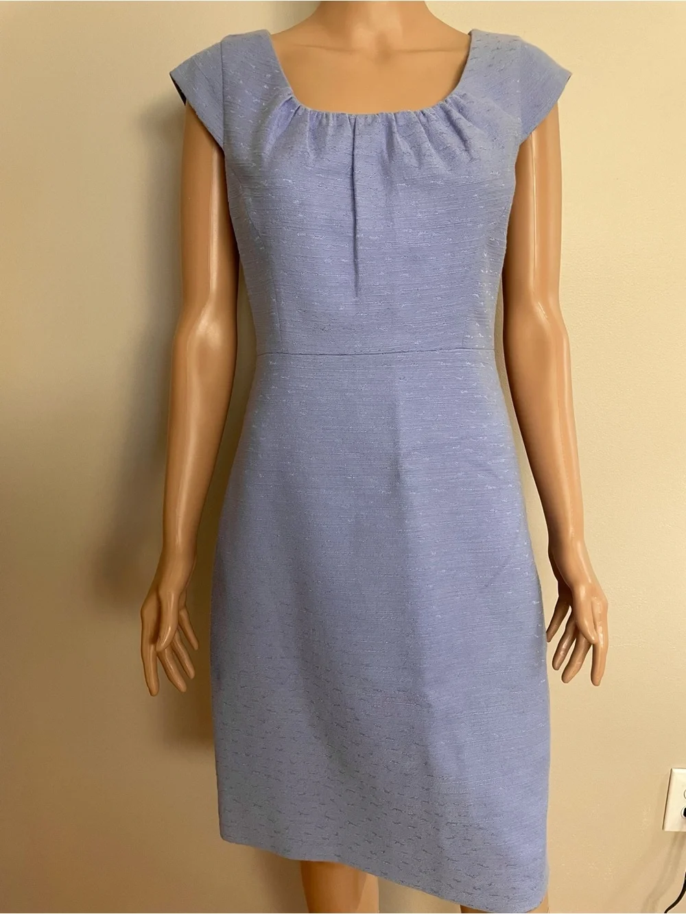 KATE SPADE NEW YORK Blue Lavender GATHERED Scoop Neck CAP Sleeve MIDI DRESS  4